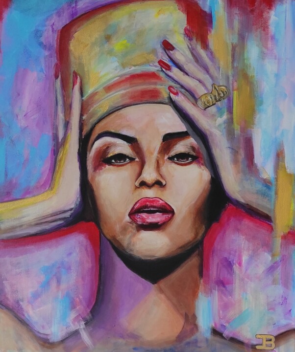 Painting titled "Queen.b" by Jonathan Besson, Original Artwork, Acrylic Mounted on Wood Stretcher frame