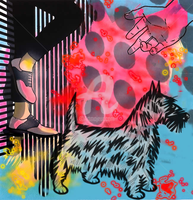Dessin intitulée "Scottish Terrier A…" par Jb Studio, Œuvre d'art originale, Crayon