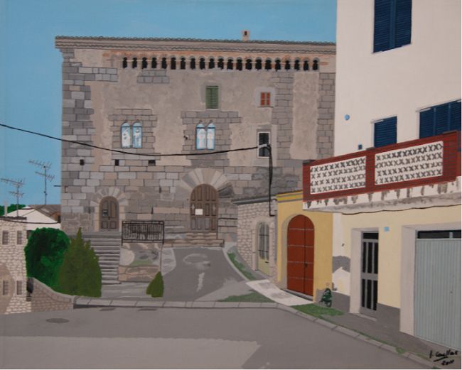 Pintura titulada "Plaça del Castell -…" por Jcaelles, Obra de arte original, Oleo