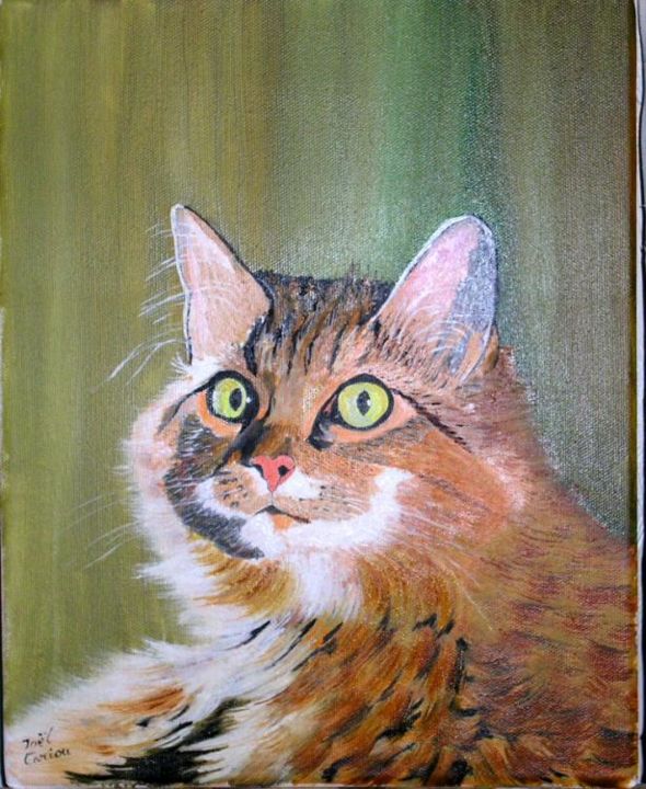 Pintura titulada "Chat" por Joël Cariou, Obra de arte original