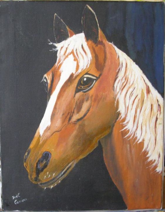 Painting titled "Portrait de cheval" by Joël Cariou, Original Artwork