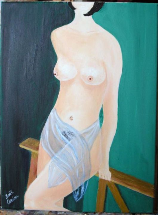 Painting titled "Femme nue" by Joël Cariou, Original Artwork, Oil