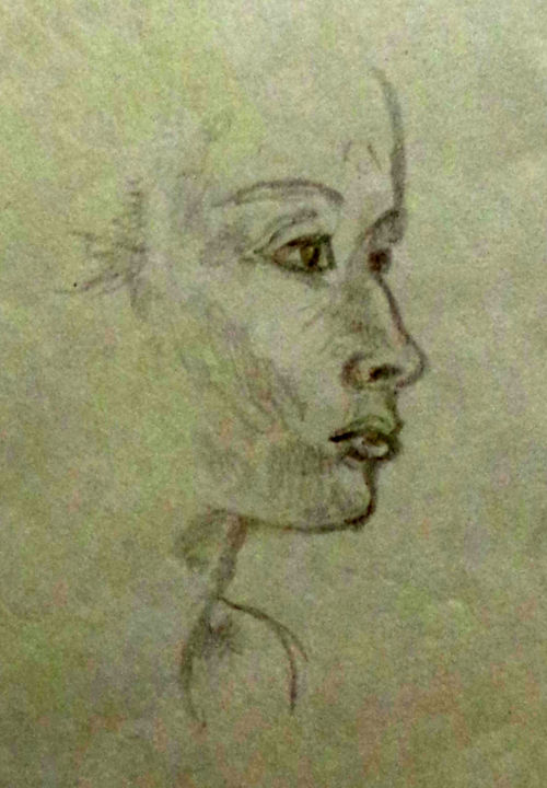 Drawing titled "Portrait visage fém…" by Jean-Claude Beuzard, Original Artwork, Pencil