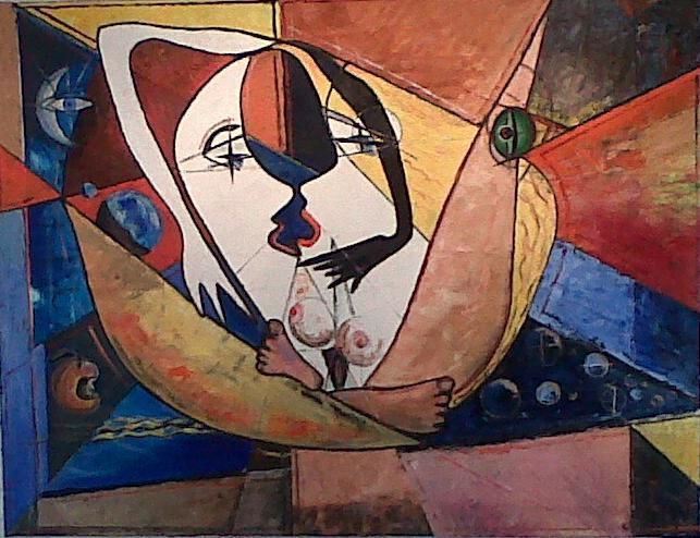 Pittura intitolato "le baiser" da Jean-Claude Chatain, Opera d'arte originale, Olio Montato su Telaio per barella in legno