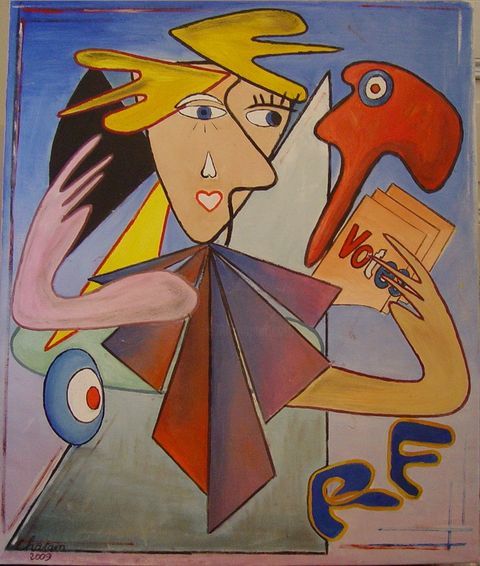 Peinture intitulée "La mairesse" par Jean-Claude Chatain, Œuvre d'art originale, Huile Monté sur Châssis en bois