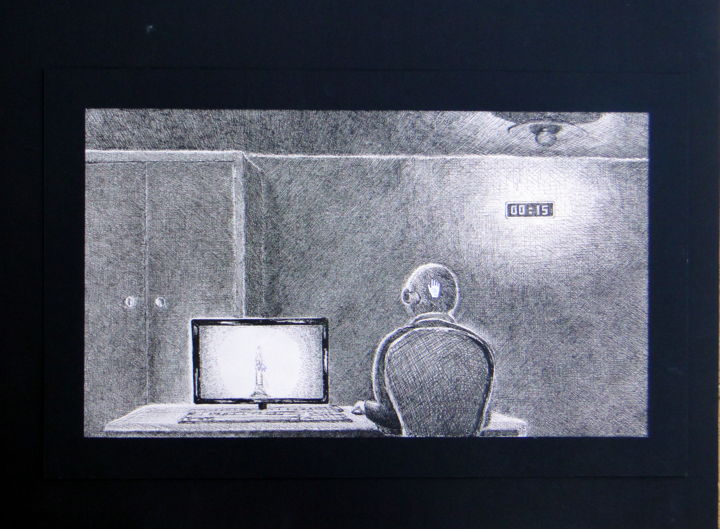 Desenho intitulada ""On ne va tout de m…" por Jean-Christophe Sylvos, Obras de arte originais, Tinta
