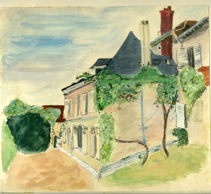 Malerei mit dem Titel "terrasse" von Jean Charles Coffin, Original-Kunstwerk, Aquarell