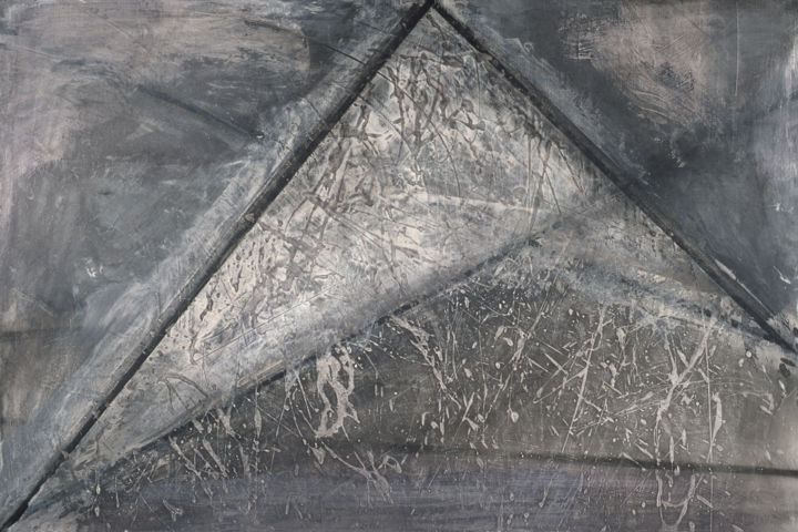 Drawing titled "palimpsest" by John Chan, Original Artwork, Charcoal Mounted on Wood Stretcher frame