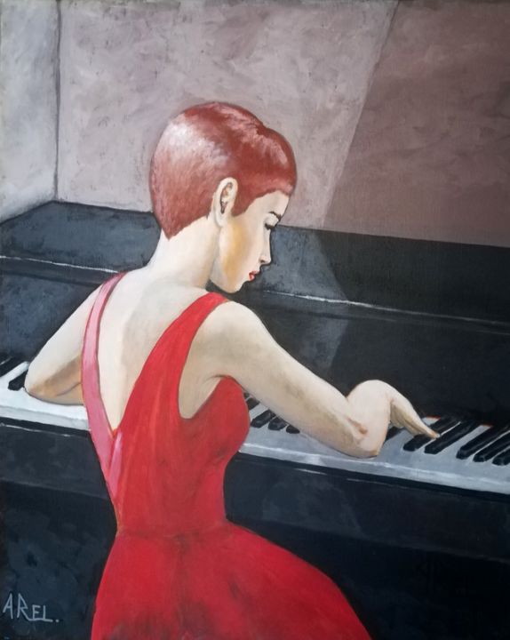 Painting titled "notes-sur-un-piano.…" by Jean-Claude Arel, Original Artwork, Acrylic