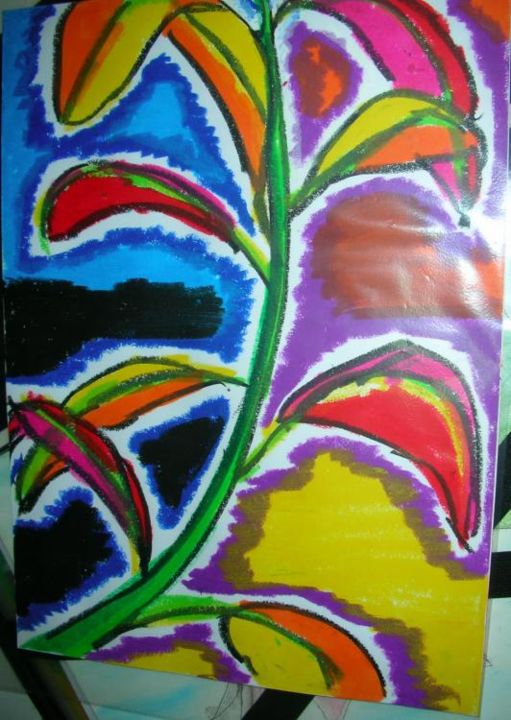 Painting titled "Joyous Little Plant" by Joyce Chua, Original Artwork