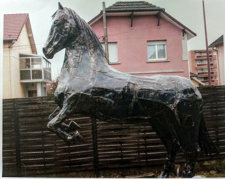 Sculpture intitulée "Cheval cabré" par Christian Lallemand, Œuvre d'art originale