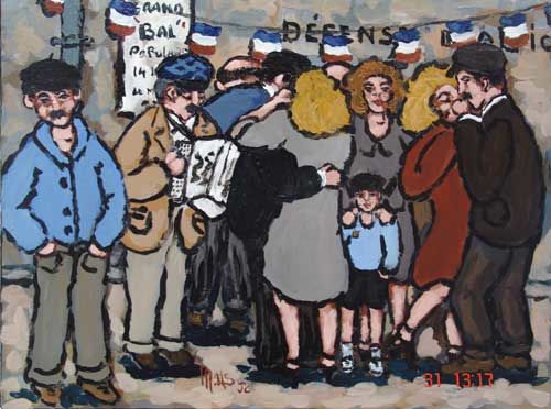 Painting titled "Bal populaire" by Jean-Claude Maas, Original Artwork