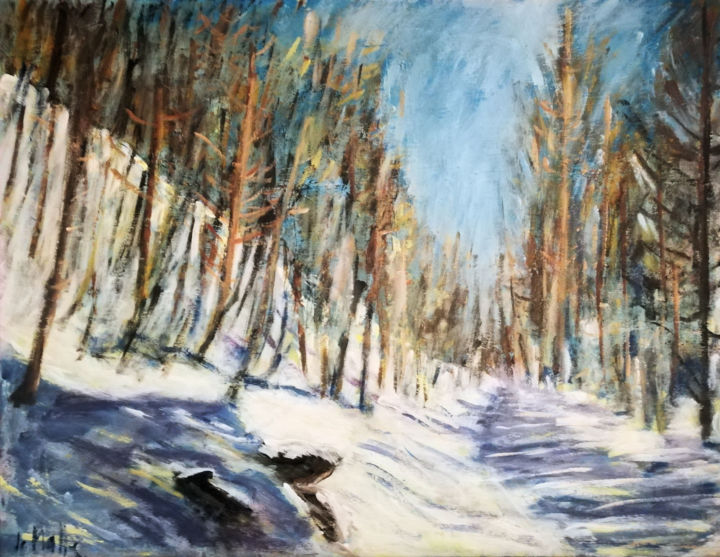 Pintura intitulada "neige n°1" por Jean-Christophe Malle, Obras de arte originais, Acrílico