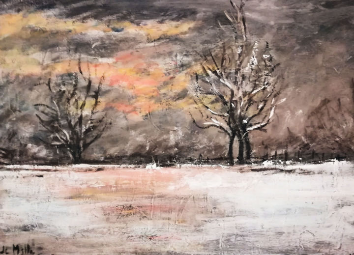 Painting titled "neige n°3" by Jean-Christophe Malle, Original Artwork, Acrylic