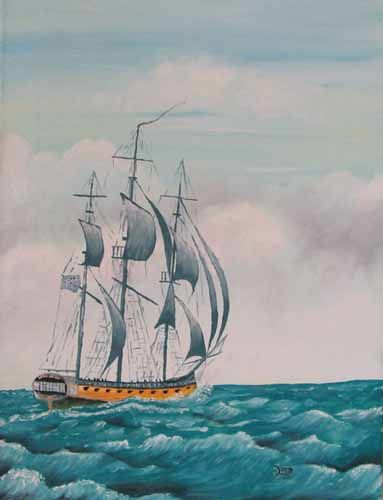 Peinture intitulée "Le voilier" par Jacques Copp, Œuvre d'art originale