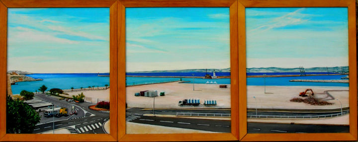 Peinture intitulée "La rade de Marseille" par Jean-Christophe Pazzottu, Œuvre d'art originale