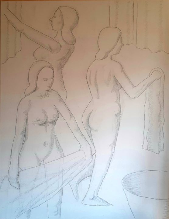 Peinture intitulée "Dans de beaux draps" par Jean Christophe Ravier, Œuvre d'art originale, Crayon