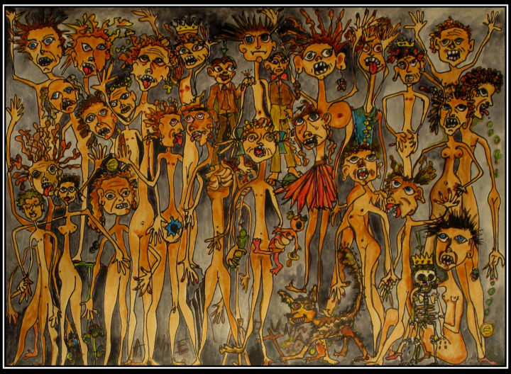 Pintura intitulada "A GRANDE REUNIÃO" por Sarmento, Obras de arte originais, Acrílico