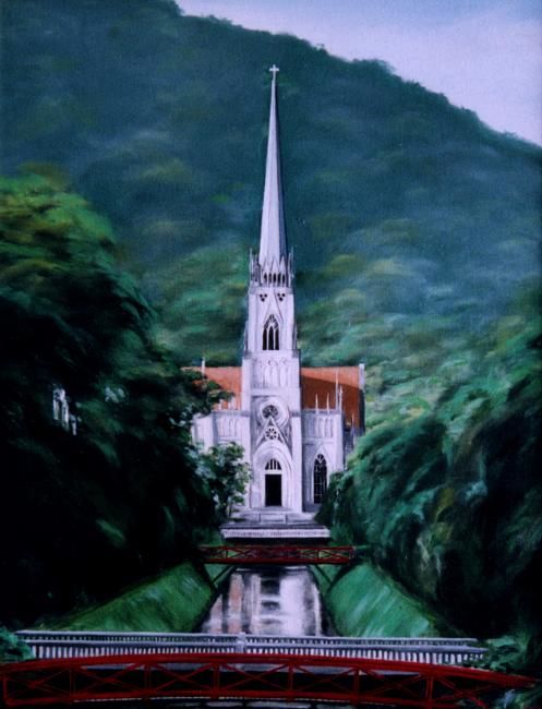 Pintura intitulada "Catedral de Petrópo…" por Jorge De Salles Cunha Jorge Cunha, Obras de arte originais
