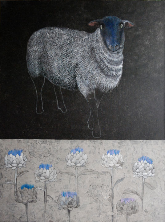 Peinture intitulée "Mouton noir" par Cécile Duchêne Malissin, Œuvre d'art originale, Acrylique