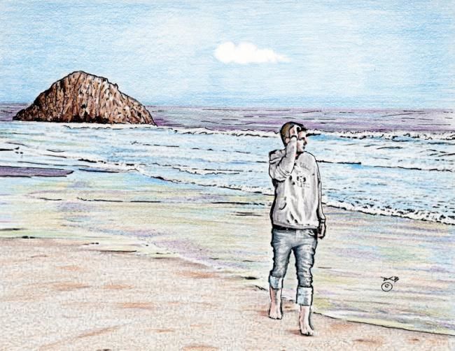 Painting titled "Morro Beach Solitude" by J D Bluehorse, Original Artwork