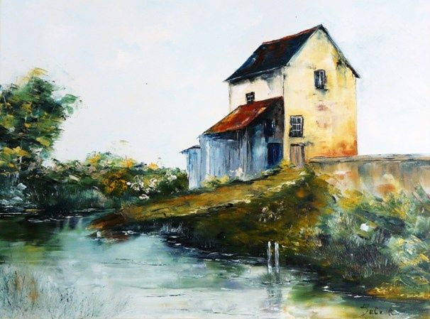 Peinture intitulée ""moulin du Beauchet…" par Jocelyne Devienne, Œuvre d'art originale