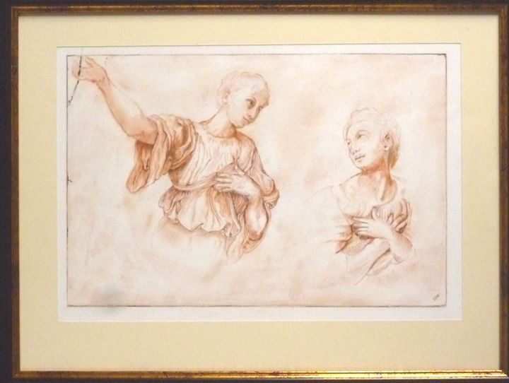 Drawing titled "Étude pour deux ang…" by Jean Dufour, Original Artwork, Graphite