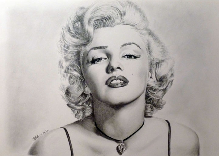 Drawing titled "Maryline Monroe" by Jerome, Original Artwork, Pencil
