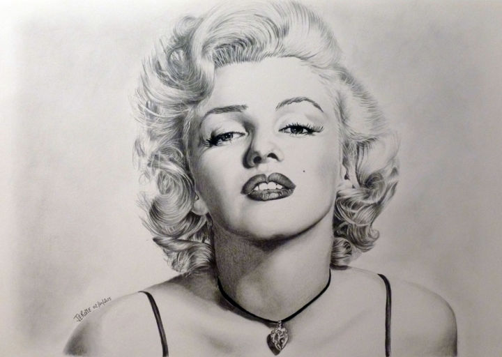 Dessin intitulée "Maryline Monroe" par Jerome, Œuvre d'art originale, Crayon