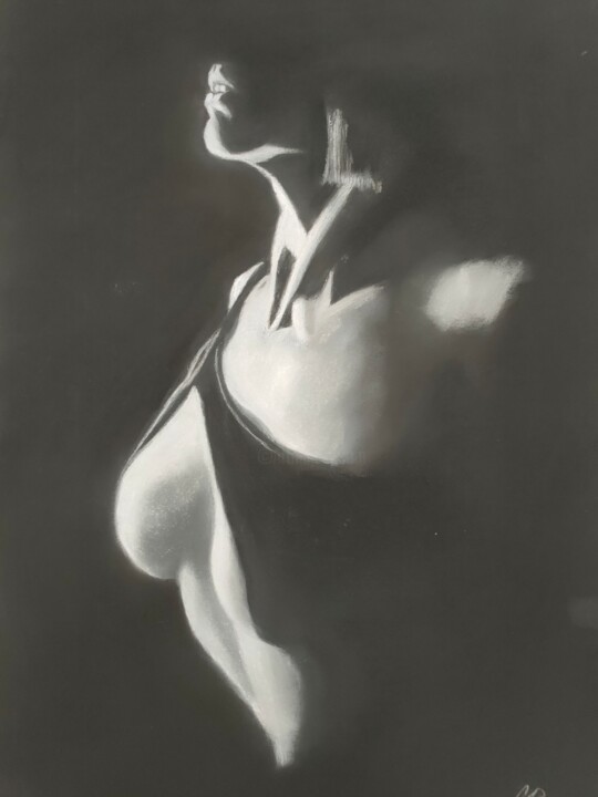 Dessin intitulée "la belle inconnue 3" par Jean Alvarez, Œuvre d'art originale, Pastel