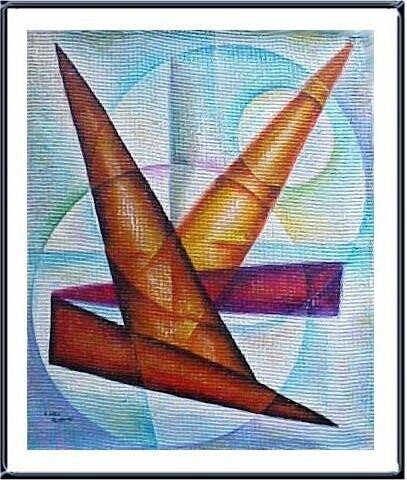 Painting titled "ABSTRACTION" by Jean  Amos Blain, Original Artwork, Oil