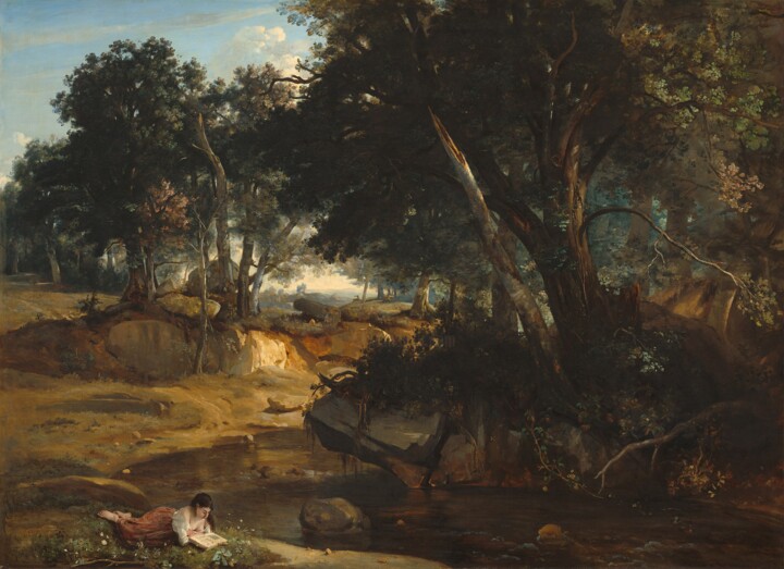 「Forêt de Fontainebl…」というタイトルの絵画 Jean-Baptiste-Camille Corotによって, オリジナルのアートワーク, オイル