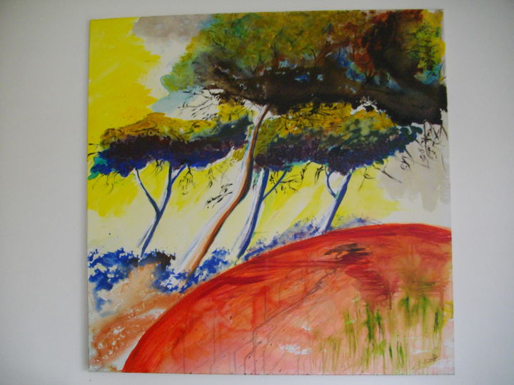 Peinture intitulée "les pins" par Jean Bellier, Œuvre d'art originale, Acrylique