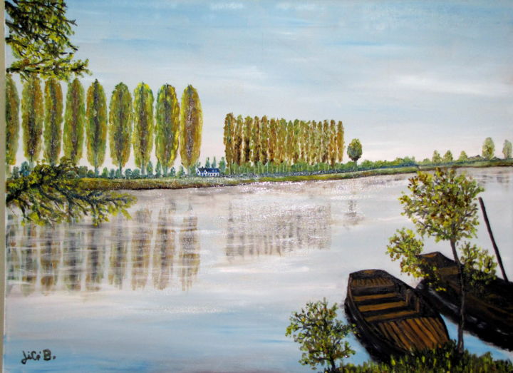 Painting titled "" La Loires à Genne…" by Jicé B., Original Artwork, Oil