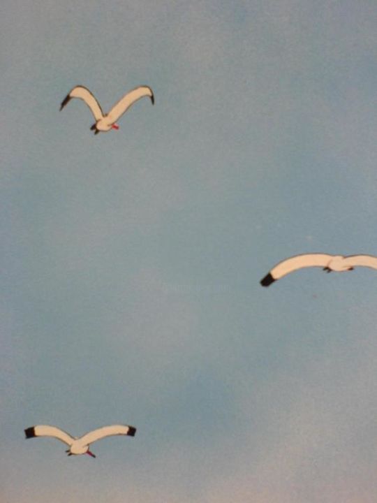 Painting titled "mouettes" by Jean-Christophe Voisin, Original Artwork