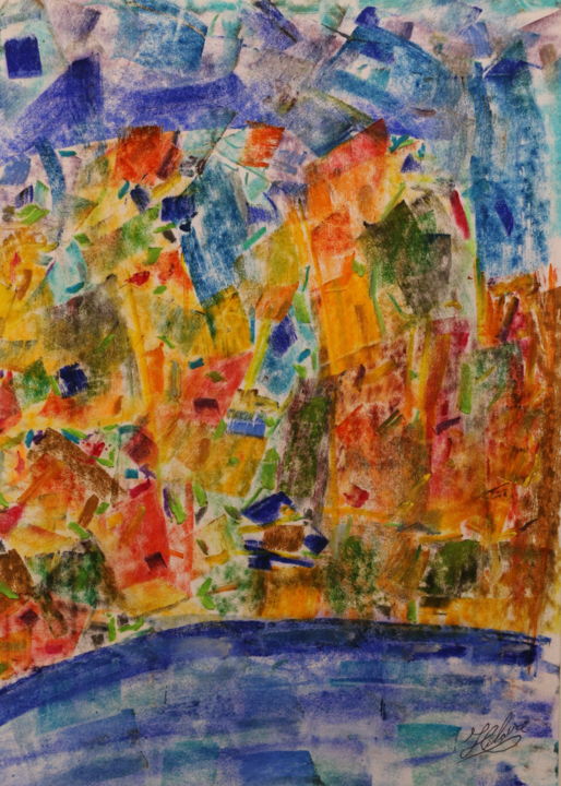 Картина под названием "6 / Soirée en bord…" - Jean-Christophe Hilaire, Подлинное произведение искусства, Пастель