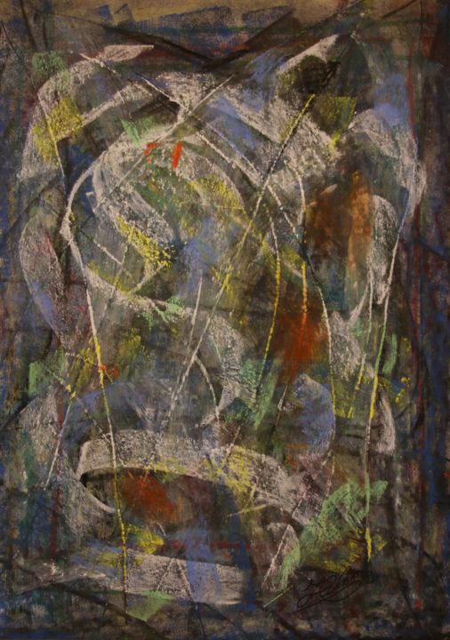 Pittura intitolato "56 / L'Oiseau Coule…" da Jean-Christophe Hilaire, Opera d'arte originale, Pastello