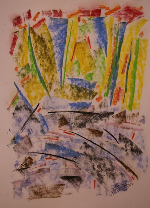 Peinture intitulée "73 / Lavandes et Co…" par Jean-Christophe Hilaire, Œuvre d'art originale, Pastel