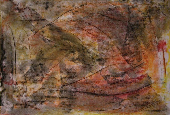 Painting titled "105 / Le Soir Tombe" by Jean-Christophe Hilaire, Original Artwork, Pastel