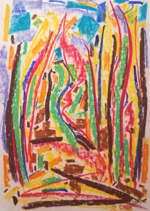 Peinture intitulée "Sur le chemin de la…" par Jean-Christophe Hilaire, Œuvre d'art originale, Pastel