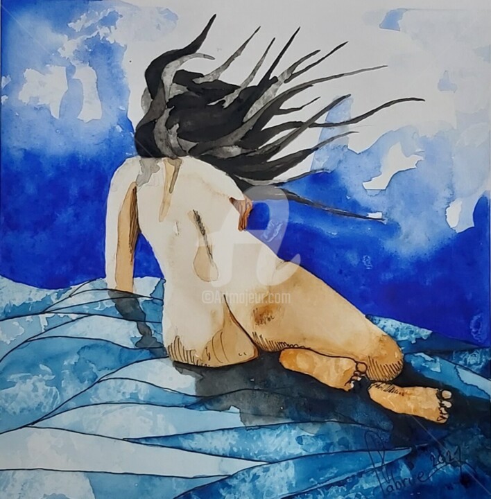 Peinture intitulée "Nu3" par Jean-Christophe Labrue, Œuvre d'art originale, Aquarelle