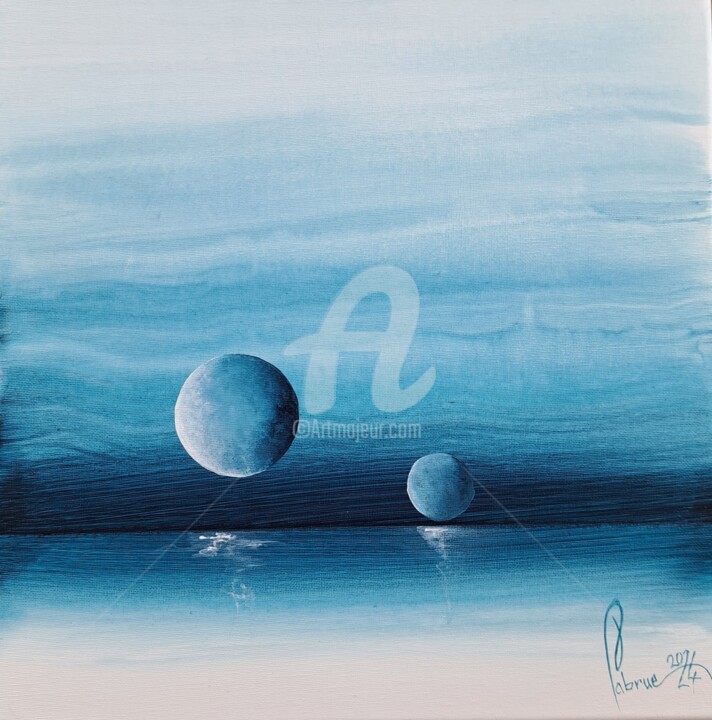 Pintura intitulada "Ondes bleus" por Jean-Christophe Labrue, Obras de arte originais, Acrílico