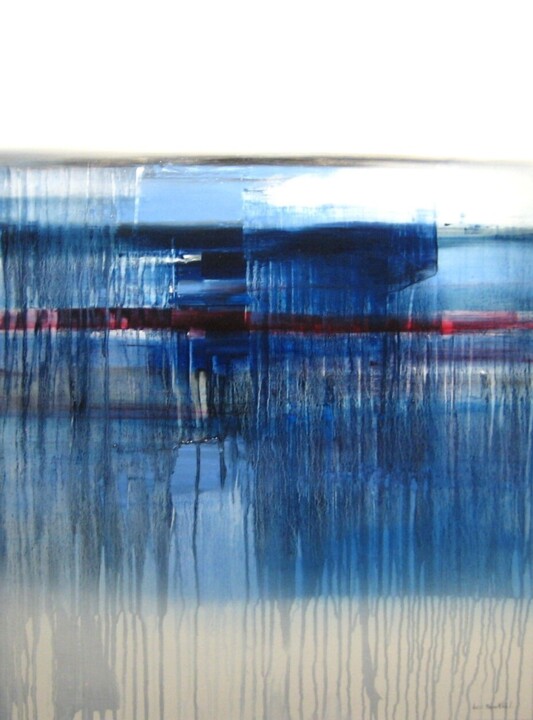 Pintura titulada "COMPOSITION EN BLEU" por Jean Claude Barthel, Obra de arte original, Oleo Montado en Bastidor de camilla d…