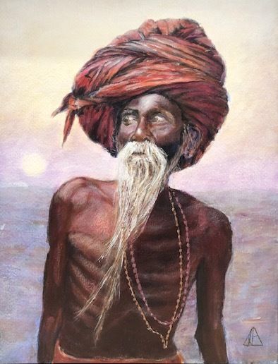 Peinture intitulée "Sadhu au couché du…" par Jean-Claude Beaumesnil, Œuvre d'art originale, Acrylique