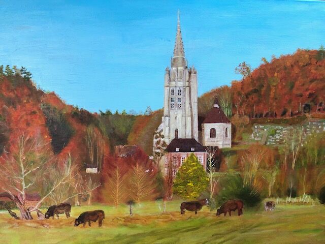 Painting titled "Eglise Saint-Pierre…" by Jean-Claude Beaumesnil, Original Artwork, Acrylic