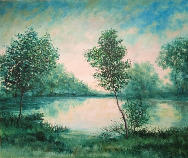 Lumière Du Soir Sur L'étang, Painting by Jean-Claude Bemben