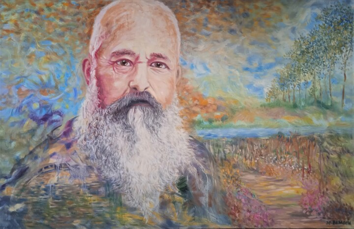 Peinture intitulée "Claude Monet" par Jean-Claude Bemben, Œuvre d'art originale, Huile Monté sur Châssis en bois