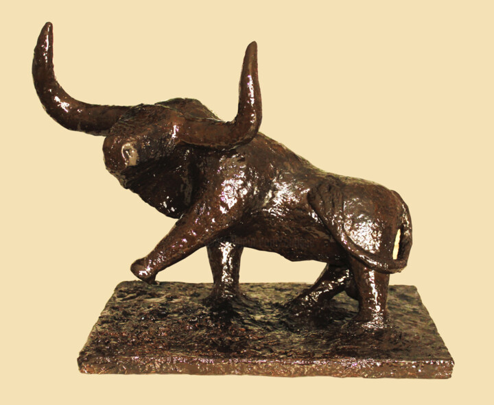 Escultura titulada "toro-torchis-grand.…" por Jean Claude Causse, Obra de arte original