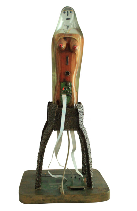 Sculpture intitulée "ENET  Déesse de la…" par Jean Claude Causse, Œuvre d'art originale, Bois