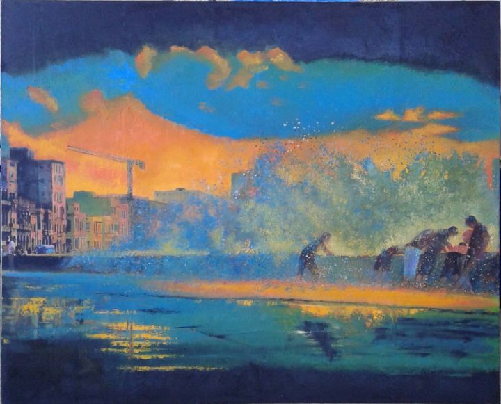 Painting titled "Le Sofa de la Havane" by Jean Claude Colombano, Original Artwork, Oil